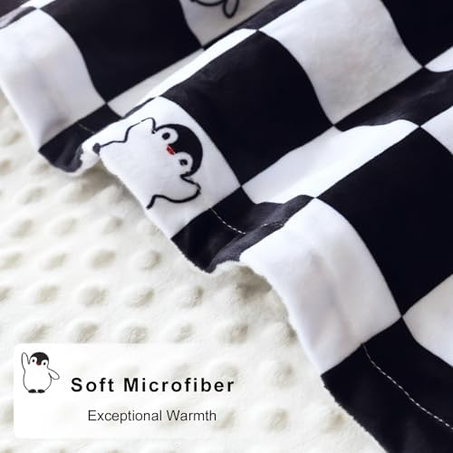 BEILIMU Checkered Baby Blanket with Dotted Backing
