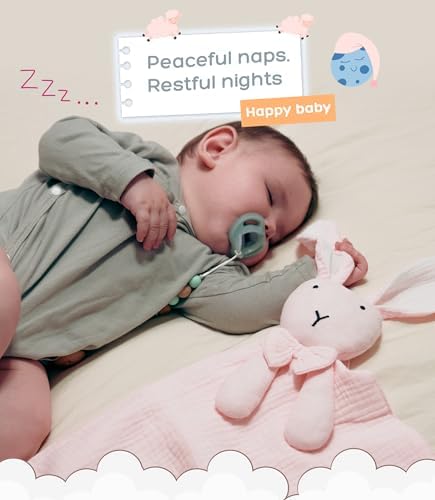 Baby Lovey Blanket with Plush Bunny - Soft Muslin 24x24 Inches