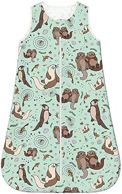 Mvirnsw Sea Otters Green Baby Sleep Sack Soft Sleeveless Transition Blanket