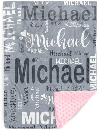 Personalized Baby Blanket with Gray Letters Print 1
