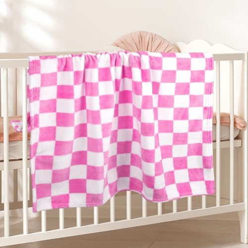 GreatBba Plush Checkered Baby Blanket 30x40