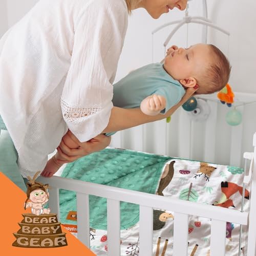 Dear Baby Gear Soft Baby Blanket - Crib Cover with Mint Green Dot Design