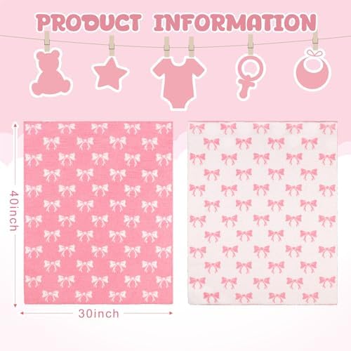 30x40 Pink Bow Microfiber Baby Blanket