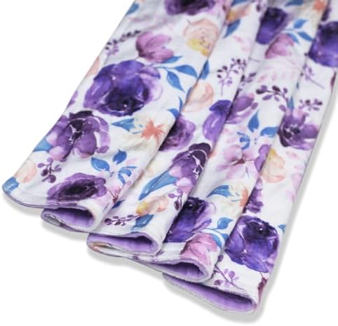 Yufiova Soft Plush Baby Blanket with Floral Print and Raised Dots