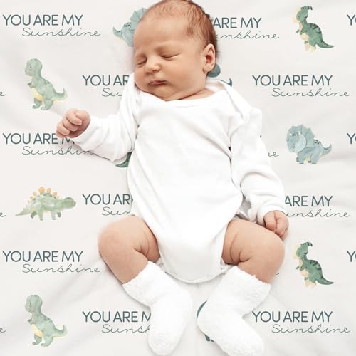 CIVARUA KIDS Dinosaur Baby Blanket for Boys - Blue Minky 30 x 40