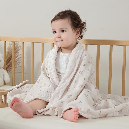 DaysU Super Soft Reversible Baby Blanket with Floral Design