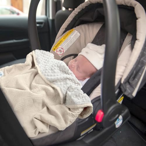 Lulumoon Baby Blanket - Minky Dot Muslin 30x40 Ivory