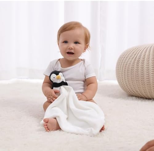 Apricot Lamb Black Penguin Security Blanket for Infants