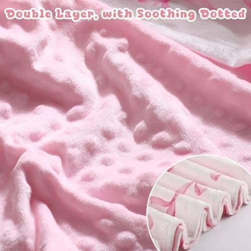 Pink Bow Baby Blanket for Girls 40x30 Inch Swaddle Blanket