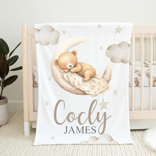 Personalized Bear Baby Blanket with Name