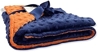 MEG ORIGINAL Minky Dot Baby Blanket Navy Blue Orange