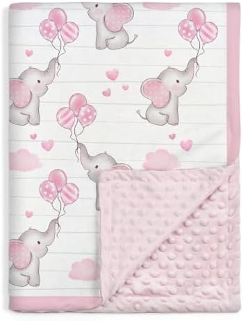 SANDJEST Elephant Kids Blanket - 30x40 Minky Throw for Girl