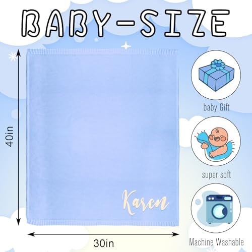 ALIBBON Custom Embroidered Baby Name Blanket - 40x30 Inches