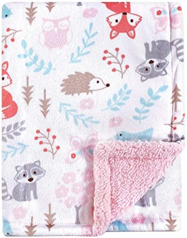 Hudson Baby Unisex Plush Blanket Girl Woodland One Size