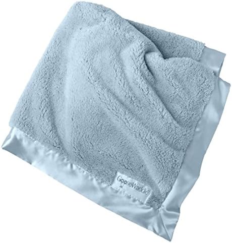 GooseWaddle Satin Trim Baby Blanket 29x35 Inches Blue