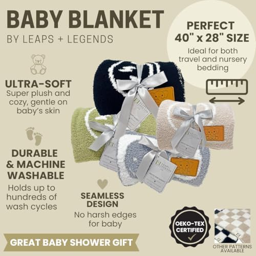 Smiley Face Baby Blanket with Lightning Bolt Eyes - Reversible 28x40 Inch
