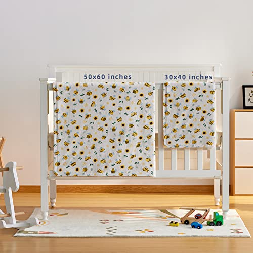 DaysU Silky Micro Plush Baby Blanket with Yellow Bee Print