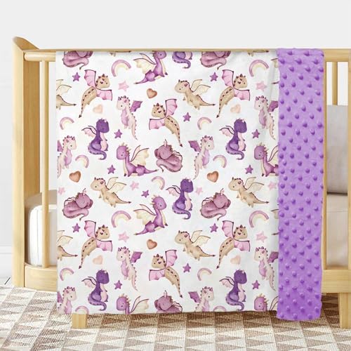 Dragon Baby Blanket for Girls 30x40 Purple Minky Blanket