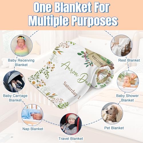 Personalized Blanket with Name Custom Baby Flannel for Girls Boys