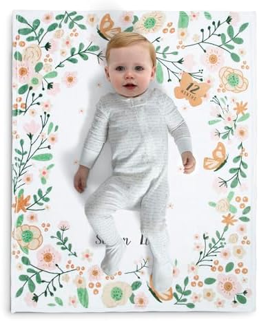 Delta Children Personalized Milestone Baby Blanket with Floral Design 1
