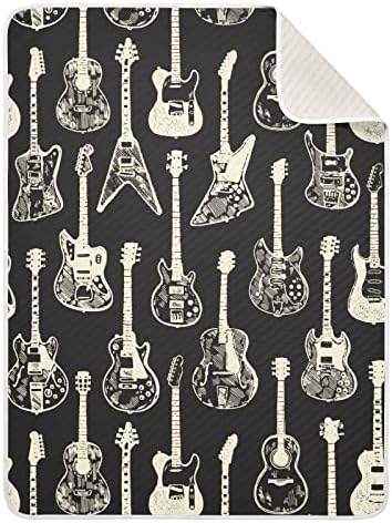 Pigsaly White Black Electric Guitar Baby Blanket 30x40