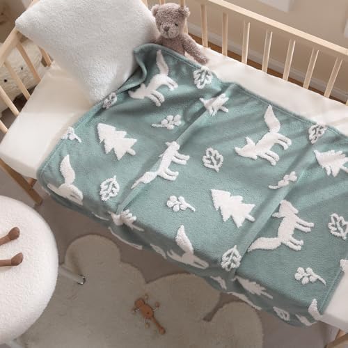 3D Fox Baby Blanket - Soft Fuzzy Nursery Blanket for Boys Girls