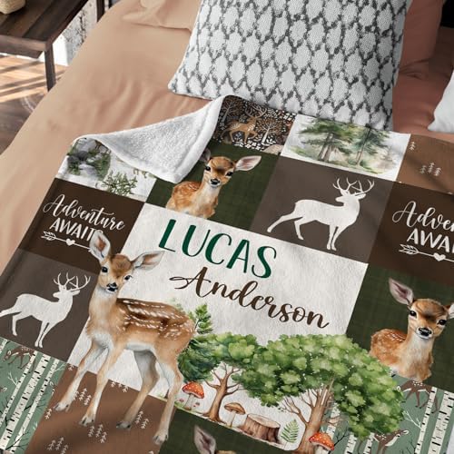 Personalized Baby Deer Blanket Woodland Theme