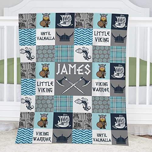 Personalized Vikings Baby Blanket with Dragon and Ship Design