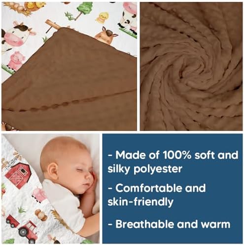 Locobird Farm Animals Baby Blanket 30x40 Inches Minky Crib Cover