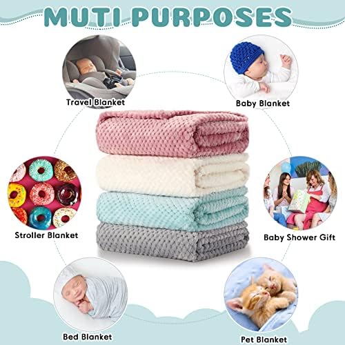 Reginary 4-Pack Fuzzy Waffle Flannel Baby Blankets