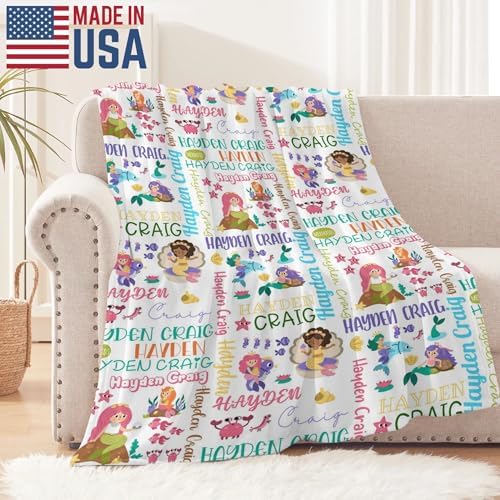 Personalized Baby Name Blanket with Mermaid Design