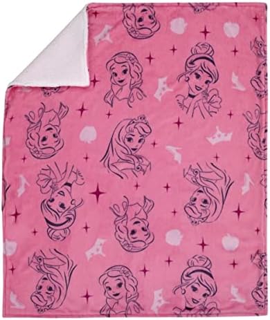 NoJo Disney Princess Pink Purple Sherpa Blanket 1