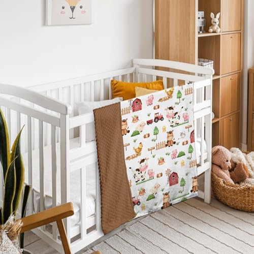 Locobird Farm Animals Baby Blanket 30x40 Inches Minky Crib Cover