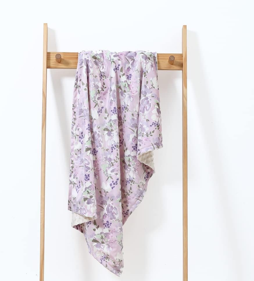CREVENT Baby Girls Blanket - Soft Minky 30x40 Inches Lavender Grapes