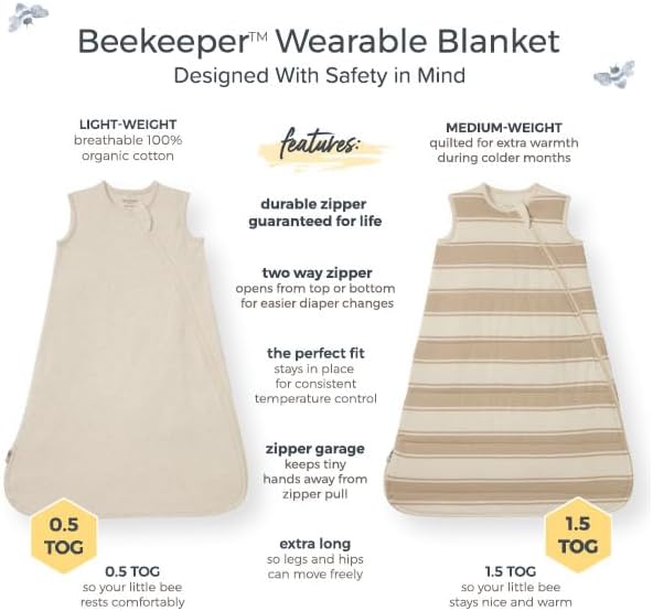 Burts Bees Organic Cotton Beekeeper Wearable Blanket for Newborns