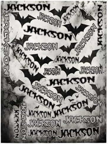 Personalized Halloween Baby Blanket with Name and Black Fog Bat Design
