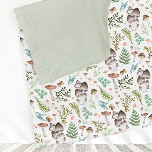 Mushroom Forest Baby Blanket with Dotted Backing 1