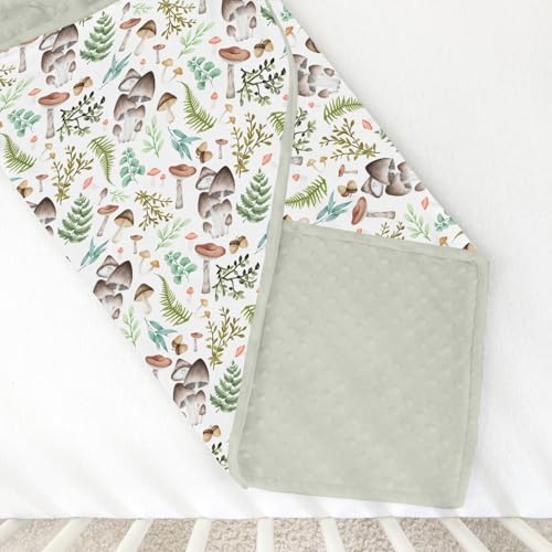 Mushroom Forest Baby Blanket with Dotted Backing 1
