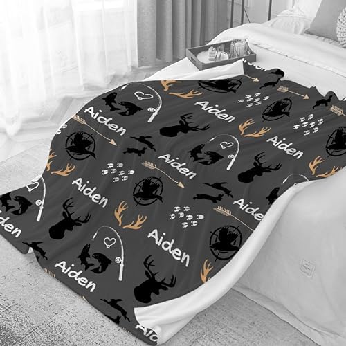 Customized Deer Duck Fish Woodland Baby Blanket 30x40