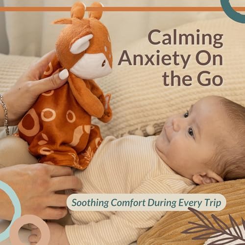 Fawnest Baby Lovey Security Blanket - Gender Neutral Plush Stuffed Animal with Pacifier Holder
