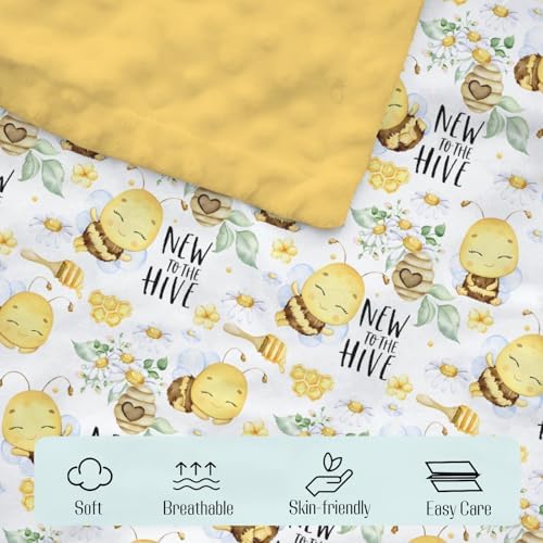 Mink Baby Blanket with Dotted Backing - Honey Bumble Bee Floral