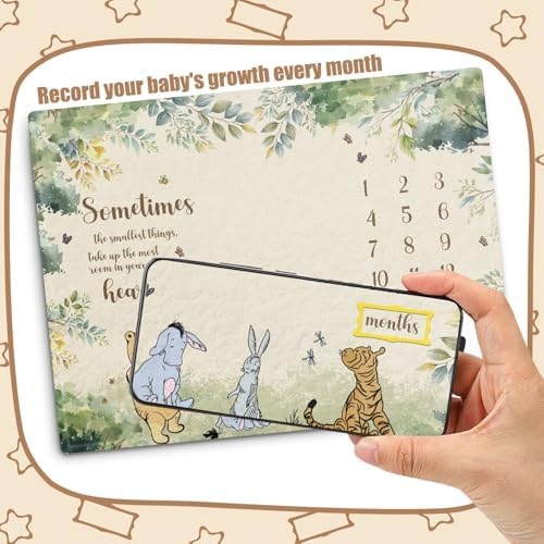 Winnie The Pooh Baby Milestone Blanket with 8pcs Cardstock
