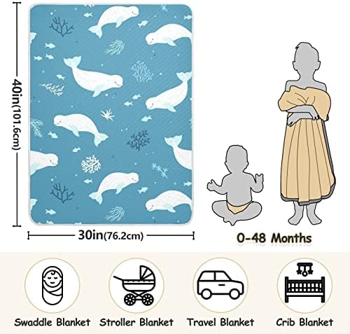 Pigsaly Beluga Whale Baby Blanket 30x40 Inches