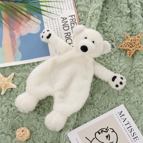 Apricot Lamb 10 Inch White Polar Bear Security Blanket 1