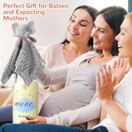 MOVEPAI Gray Elephant Baby Security Blanket 16 Inch