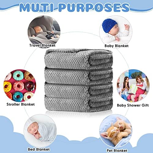 Reginary Fuzzy Waffle Flannel Blanket Set 4 Pack