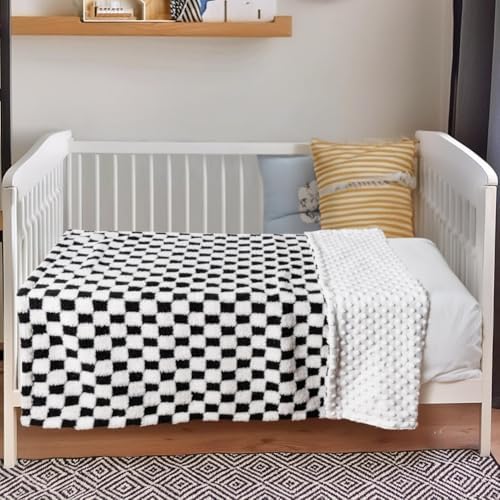 FIGEPO Soft Checkered Baby Blanket 30x40