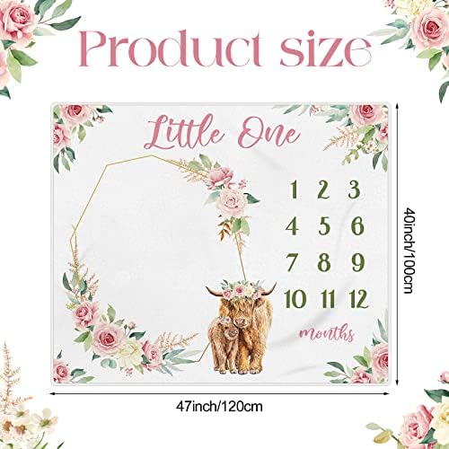 Mixweer 3 Pcs Baby Milestone Blanket with Bow Headband and Felt Circle