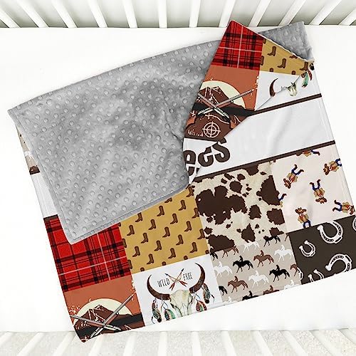 Custom Baby Blanket with Name - Western Design for Boys