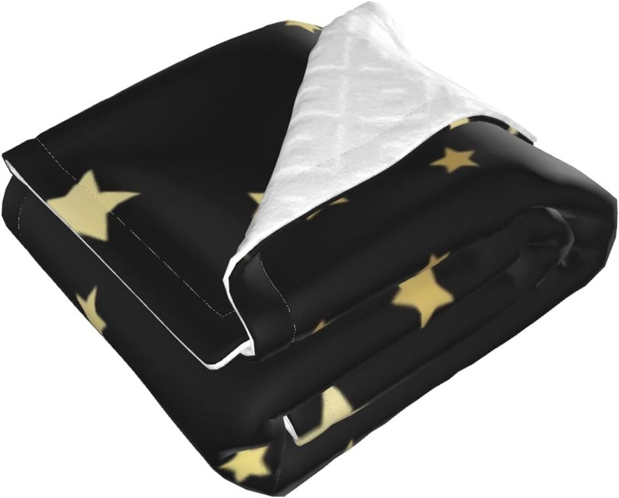 DKJlitter Baby Blanket Gold Stars on Black